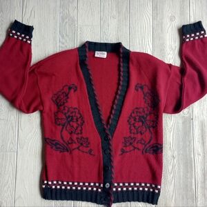 Beldoch Popper Red Women's Cardigan Sweater Made in USA XL?